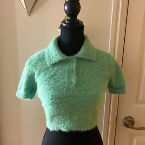 Fuzzy polo style top